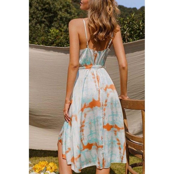 Spaghetti Strap Tie Dye Midi Dress - Picture 4 of 6